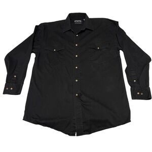 Panhandle Men’s Black Western Rodeo Pearl Snap Button Shirt Size M 100% Cotton